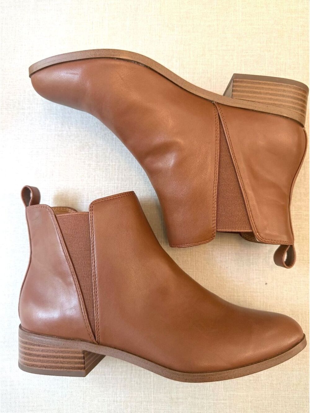 J.Crew Tan Cognac Brown Leather Chelsea Ankle Boots Size 9